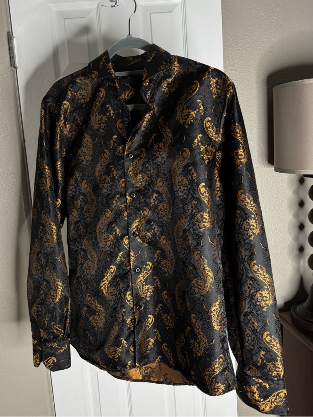 NYE Black and Gold Paisley Button-Down Shirt